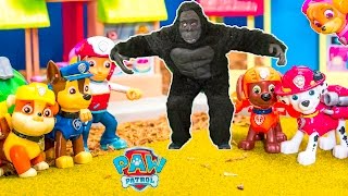 Paw Patrol Meets Tickles the Gorilla a Funny Toy Parody [upl. by Crean356]