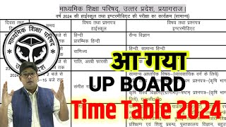 UP Board Exam Time Table 2024 Released by UPMSP UP Board Datesheet 2024 Exam Date 202410th 12th [upl. by Nimocks23]