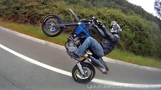 Husaberg FS550 Supermoto  Long highway WHEELIES [upl. by Anneg]