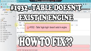 FIXED Error XAMPP 1932  table doesnt exist in engine in PhpMyAdmin error  NEW [upl. by Lalla836]