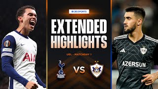 Tottenham vs Qarabağ FK Extended Highlights  UEL League Phase MD 1  CBS Sports Golazo  Europe [upl. by Ulah]