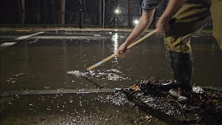 Draining A Flooded Street Storm Drain Unclogging [upl. by Ethel496]