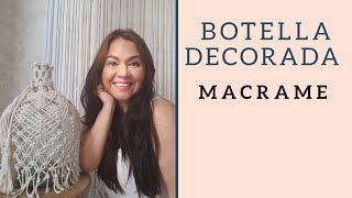 Botella decorada con macrame manualidades faciles con macrame [upl. by Derr209]