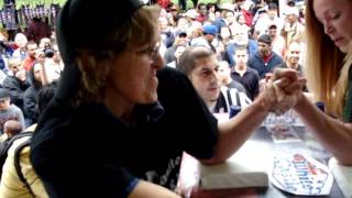 Amazing womens arm wrestling match Tuff Ladies dont give up untill spent [upl. by Aizirk]