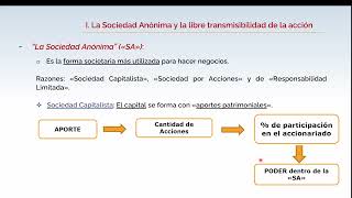 La Sociedad Anónima y la Libre Transmisibilidad de la Acción [upl. by Ramad]