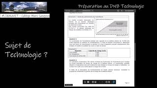 Un sujet de DNB en Techno  Technologie au brevet du collège [upl. by Fritzsche]