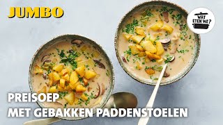 Wat eten we Preisoep met gebakken paddenstoelen [upl. by Ehc]