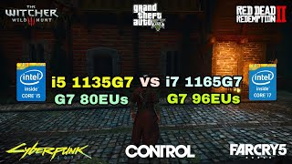 i5 1135G7 vs i7 1165G7  Intel Iris Xe Graphics Gaming Test  2021 [upl. by Akihsal306]