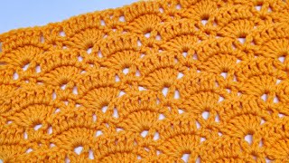 Easy Crochet Stitch For Blankets Scarfs  Botanical Shells [upl. by Ecile348]