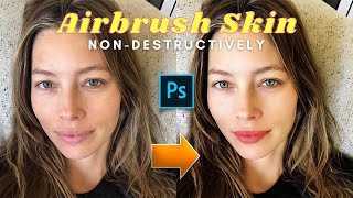 Airbrush Skin Nondestructively in Photoshop [upl. by Zetnwahs628]