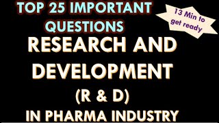 Research and development in pharmaceutical industry I R and D department Interview questions answers [upl. by Atir]