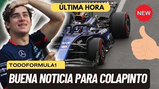 F1 HOY Buena noticia para Colapinto tras una mala clasificación [upl. by Winslow]