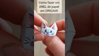 ANEL de papel em ORIGAMI  Dobradura de gato  how to make a paper ring tutorial diy [upl. by Linskey140]