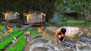 Full video 30 days of Fish Catching House Repair Creating Fish Traps Growing Vegetables [upl. by Jarad739]