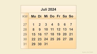 Kalender Juli 2024 [upl. by Rosane]