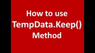 How to use TempDataKeep Method [upl. by Enirok873]