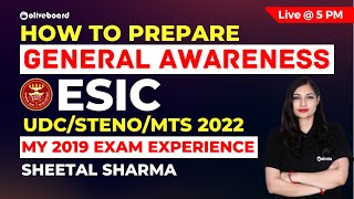 How To Prepare General Awareness for ESIC UDCMTSSteno 202122  ESIC UDCMTSSteno GA Strategy [upl. by Piotr]