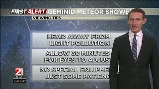 First Alert Meteorologist Brian Barrett Geminids Meteor Shower as Live [upl. by Ehcnalb362]