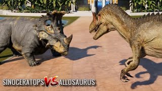 Jurassic World Evolution  Sinoceratops amp Allosaurus Breakout amp Fight 1080p 60FPS [upl. by Arait264]