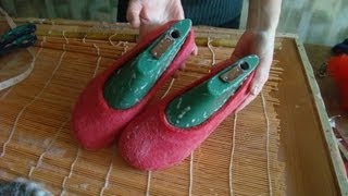 how to make felted wool shoes and slippers [upl. by Tanberg]