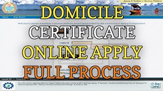 How to Apply Domicile Certificate Online in JampK in 2022  Domicile certificate kaise banaye jammu [upl. by Linnell]