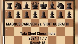 MAGNUS CARLSEN vs VIDIT GUJRATHI  Tata Steel Chess India 20241117 Round18 Chess [upl. by Elreath]