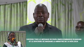 DISCOURS DU MINISTRE MESSAGE DE SA DIVINITÉ PAPA SIMON KIMBANGU KIANGANI DU 14 NOV 2024 [upl. by Trix]