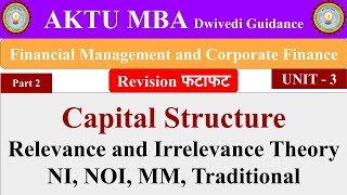 9 Financial Management and Corporate Finance unit 3 Relevance and Irrelevance Theory capital [upl. by Nnylav]