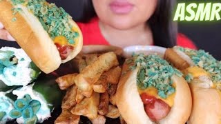 ASMR MUKCheesy blue takis hotdogs and viral takis cream cheese jalapeños fries with cheese sauce [upl. by Seraphine780]