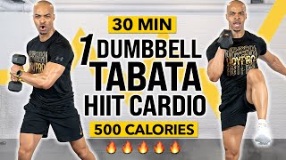 One Dumbbell Only Standing Full Body Tabata HIIT Cardio Workout BURN 500 Calories in 30 Minutes [upl. by Younglove361]