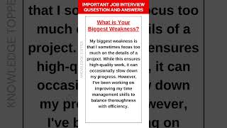 What is your Biggest Weakness Best Answer to this Common Interview Question [upl. by Dzoba]