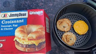 Air Fryer Jimmy Dean Croissant Frozen Breakast Croissant Sandwich In Air Fryer  Sausage Egg Cheese [upl. by Esekram]