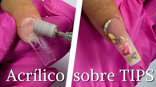 APRENDE a Aplicar ACRILICO Sobre TIPS  como poner Tips en las uñas  uñas acrílicas  tendencia [upl. by Ecertal]