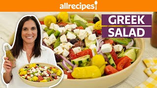 How to Make Greek Salad and Dressing  Get Cookin  Allrecipescom [upl. by Imelida928]