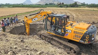 JCB JS205 Excavator Dig New Circular Well at Many Farmer’s together Own Expense [upl. by Khosrow]