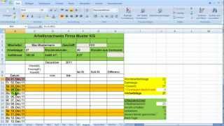 Excel  Zeiterfassung Wochentage bedingt formatieren [upl. by Plank]