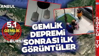 Gemlikte 51 Büyüklüğündeki Deprem Anı Böyle Görüntülendi Halk Sokağa Döküldü [upl. by Assirrem]