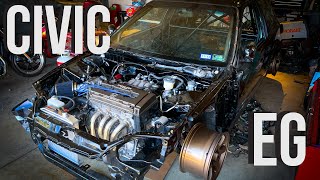 Transforming An Abandoned Civic EG Into A Racecar In 15 Minutes  100th Video [upl. by Jarid]