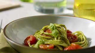 Barilla  How to make Spaghetti with Pesto genovese and roasted tomatoes [upl. by Bord]