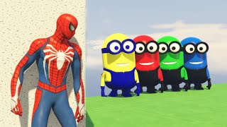 GTA 5 Epic Ragdolls RED SPIDERMAN VS RED MINION VS GREEN MINION Euphoria Physics amp Funny Fails [upl. by Stavro]