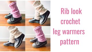 CROCHET PATTERN RIB LOOK LEG WARMERS [upl. by Seavey171]