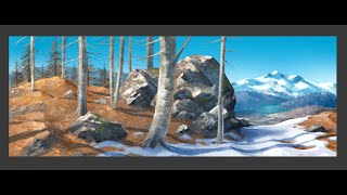 Paesaggio invernale montano  speedpainting con Clip Studio Paint [upl. by Korry]