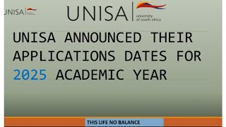 University of South Africa UNISA 2025 Admissions Applications Announced  UNISA 2025 Academics [upl. by Elolcin]