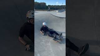 Padded shorts and helmet came in clutch The board flip at the end🤣🤣 skateboarding fail skate [upl. by Nhguav]