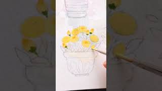 Simple potted flowers with gouache [upl. by Notxap]