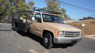 1990 Chevy C3500 Work Truck 58k miles CLEAN Diesel flatbed rack [upl. by Reena]