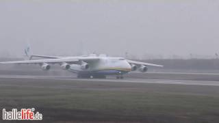 Antonov An225 Mriya take off at LeipzigHalle LEJ Airport in Germany in 4K 27112016 [upl. by Theran]