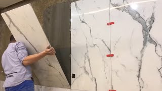 Installation of large porcelain tiles —How to install porcelain tiles on kitchen wall [upl. by Delphine]