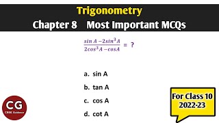 Trigonometry Class 10 Most Important MCQs for Board Exam [upl. by Royall]