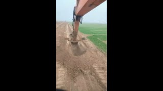 Construction process of excavator digging straight channel [upl. by Corvese]